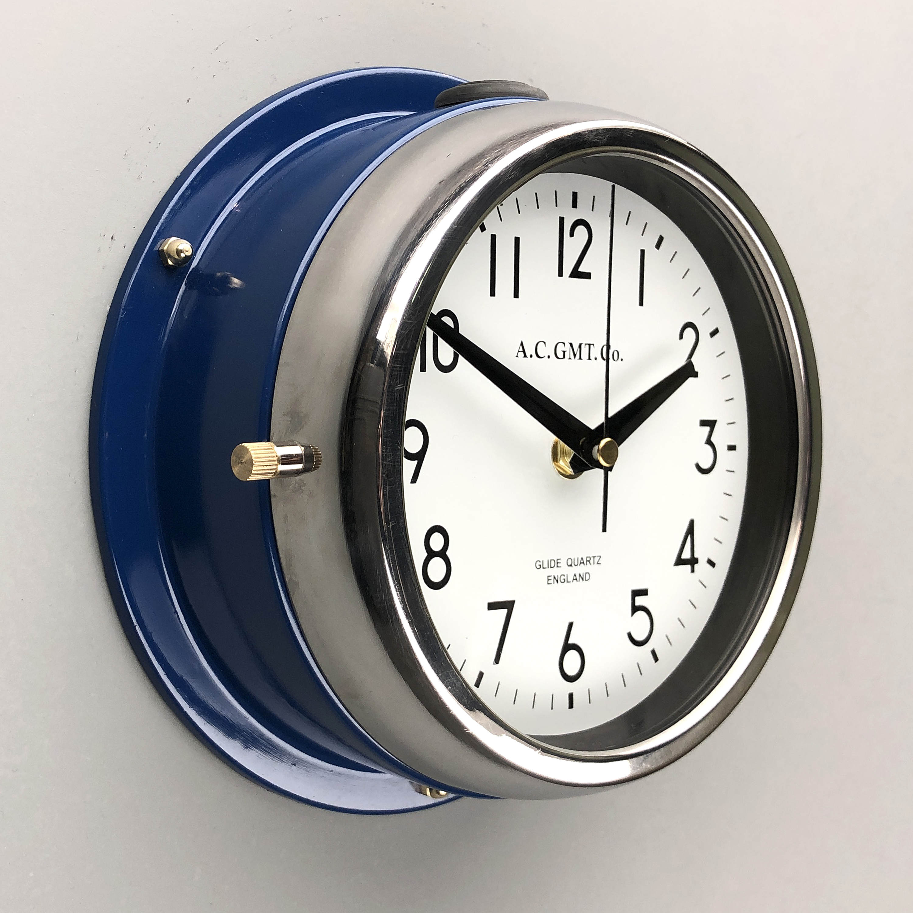blue clock white dial